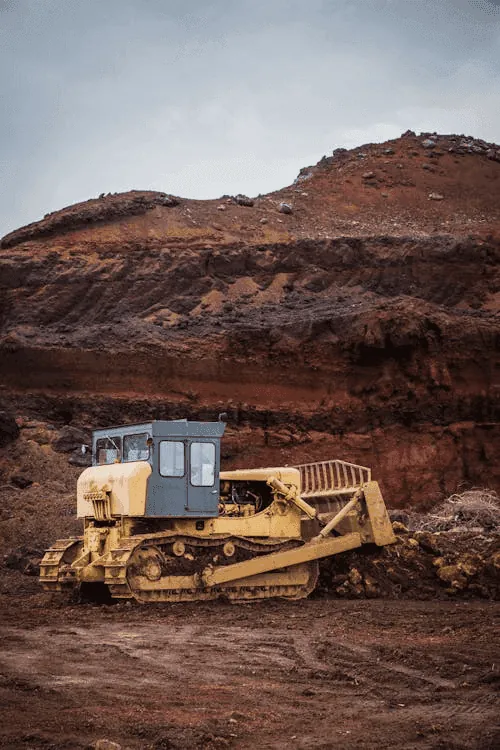 Bulldozer at mining site